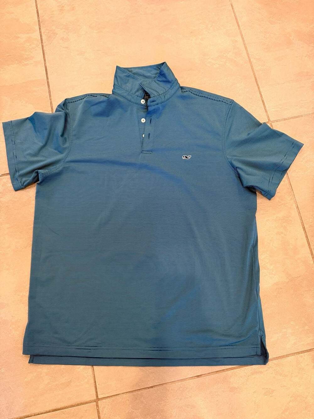 Vineyard Vines Sankaty Performance Striped Polo Shirt Blue Size L